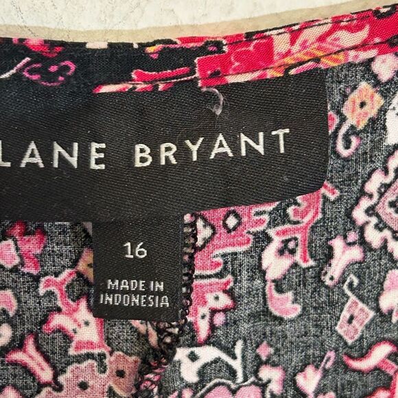 Lane Bryant Floral Maxi Dress Lace Up Neck Womens Plus Size 16 black pink boho - Picture 5 of 16